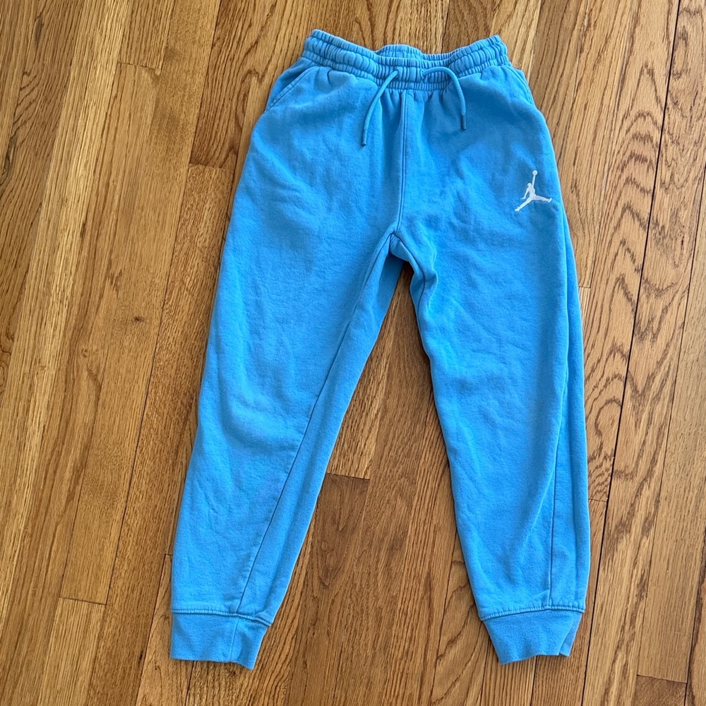 Jordan Youth Bright Blue Fleece Joggers with White Jumpman